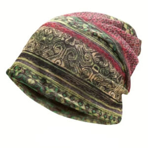 Bohemian style beanie, unisex, green